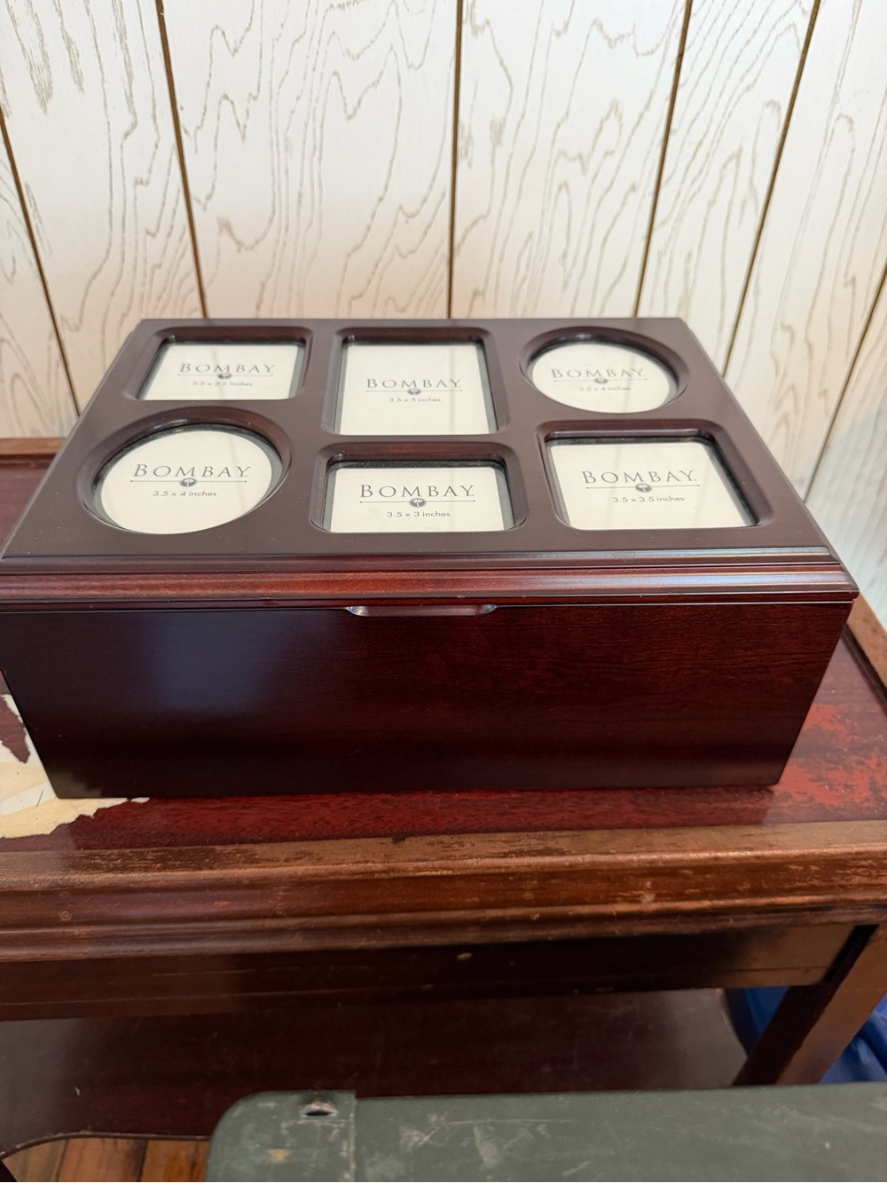 Bombay Dark Brown Wood Multi-Opening Photo Keepsake Box